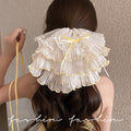Mesh bow lace large intestine hair tie female french gentle hair rope hair tie large headwear spring fairy style