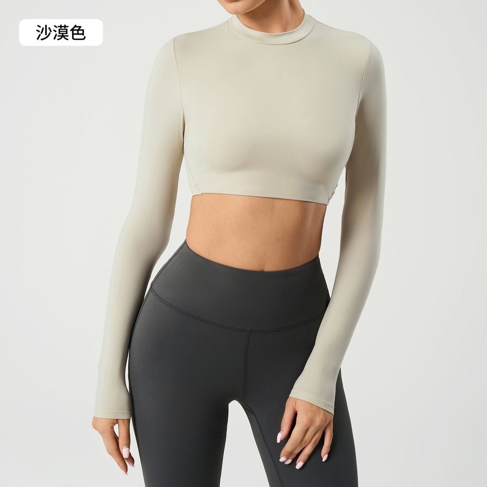 Women's yoga top - compression fit, sleeveless, no padding, long sleeve t-shirt, workout top, crop top for defined abs - daw173
