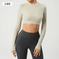 Women's yoga top - compression fit, sleeveless, no padding, long sleeve t-shirt, workout top, crop top for defined abs - daw173