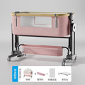 Aluminum alloy baby crib convertible to big bed, multifunctional portable folding children's bed, newborn baby bed with changing table