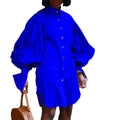 C8415m cross-border supply of european and american clothing  new style fashion pure color shirt dress foreign trade shirt