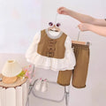 【dropshipping】girls' autumn outfit  new style kids' chic and fashionable vest baby children's clothing set three-piece set for girls