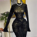 European and american women's clothing  summer new arrival: elegant half-high neck mesh long sleeve high-waisted bodycon mini dress