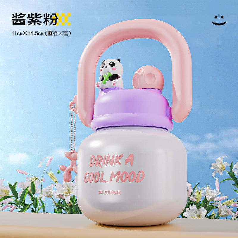New 316 stainless steel insulated tumbler for women, large capacity, high-temperature resistant, portable water bottle, space-themed dual-drink straw cup