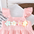 Amazon new arrival: summer solid color flutter sleeve floral puff top with bow detail and hip-hugging shorts - infant & toddler clothing