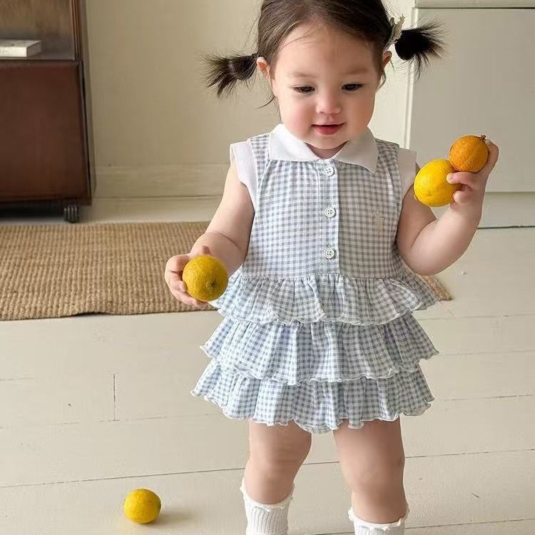 Summer thin sweet baby clothes for small month-old baby girl one-piece cute super cute cake skirt butt-covering skirt