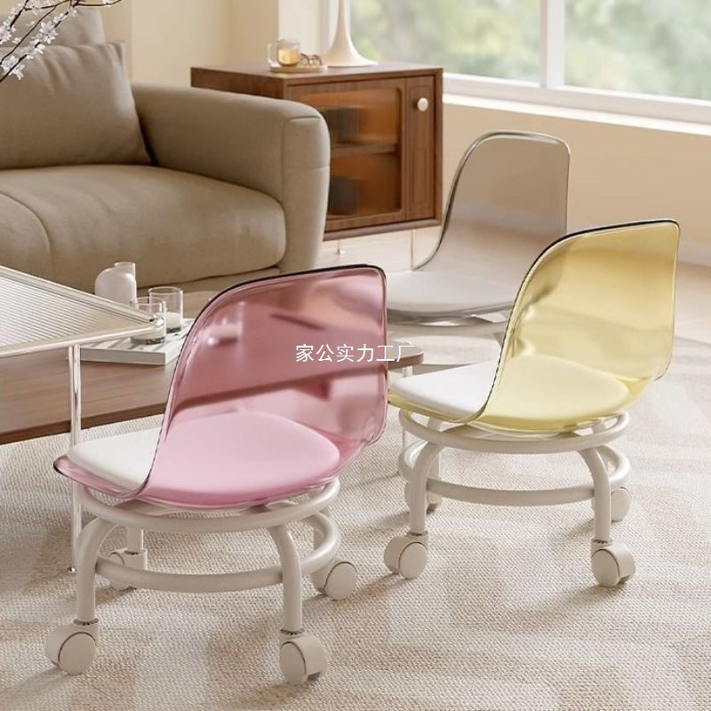 Acrylic stool silent universal wheel children with baby toddler stool net pulley small chair home low stool beautiful seam