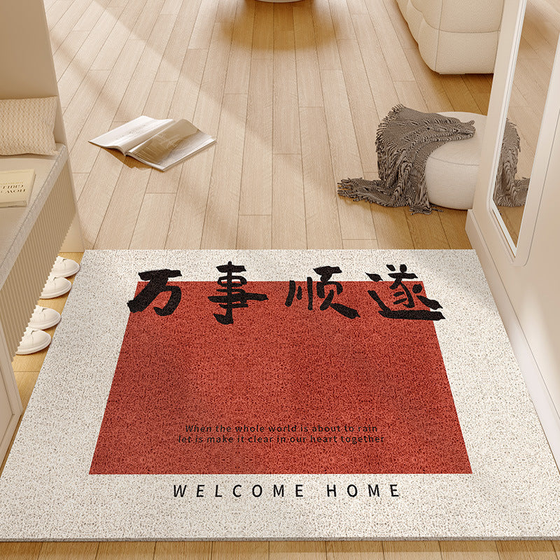 Entrance door mat, anti-slip red festive stain-resistant coil mat, no-wash wipeable  new arrival doormat