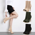 European and american new 2026 peep-toe hollow-out flyknit size 43 high heel ankle boots women's cross-border export stiletto fashion sandals