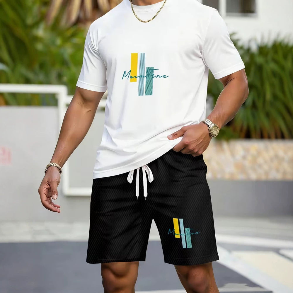 men's short-sleeve and shorts set, casual sportswear set, 3d printed cross-border hot seller, dropshipping available