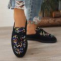 Plus size sequin flat slippers for women - soft sole, comfortable slip-on mules, stylish and versatile lazy shoes for outdoor wear
