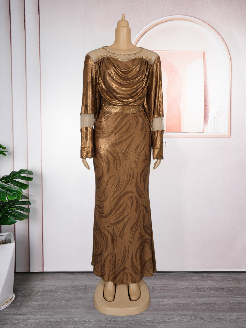 e-commerce  european and american style  autumn new arrival african plus size women's clothing hot diamond printingdress