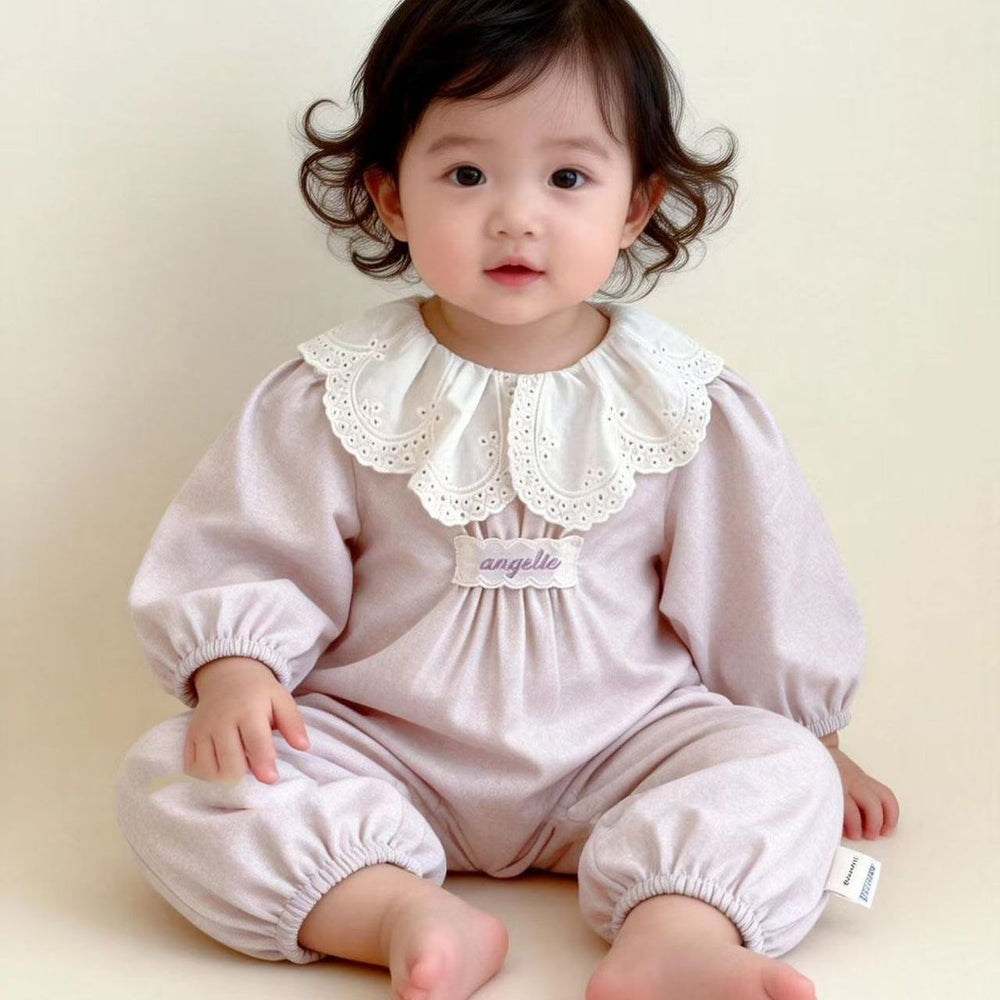 Spring autum baby girl full moon 100 days khaki baby onesie newborn clothes autumn clothes super cute outing crawling clothes