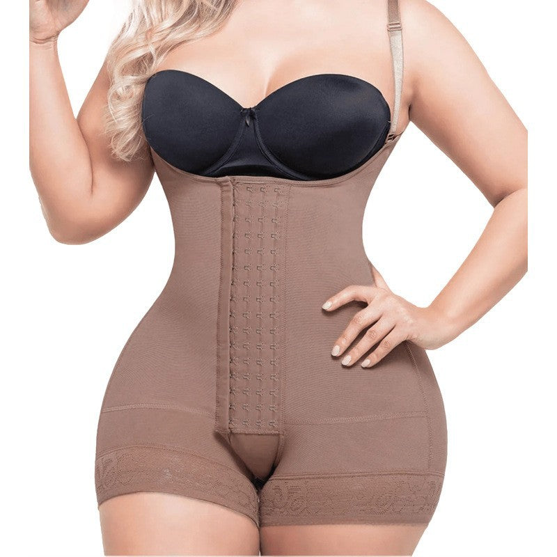 new cross-border hip-lifting and tummy-control shapewear bodysuit - buttoned mesh body shaper with open crotch and butt-lifting corset