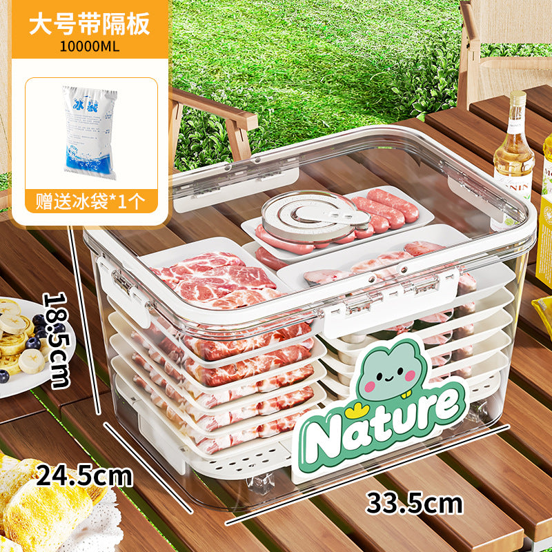 Portable crisper, portable large-capacity fruit box, essential for travel, refrigerator storage box, picnic packing box