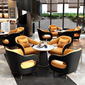 Minimalist commercial reception area casual sofa small round table set hotel reception negotiation table and chairs business leather sofa