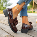 Export cross-border large size small leather shoes  new bow shoes slip-on loafers   dropshipping