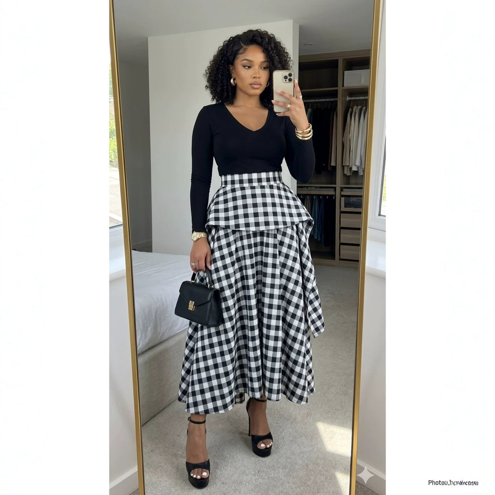 European and american cross-border women's fashion:  summer new arrivals - high-waisted, irregular a-line printed midi skirt