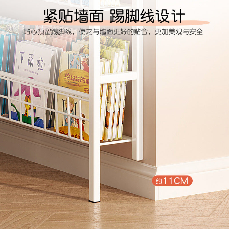Behind the door shelf wrought iron ultra-thin bookshelf floor-to-ceiling children's simple extremely narrow crack wall wall hanging household storage cabinet