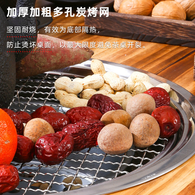 Household outdoor multifunctional solid wood desktop stove foldable storage barbecue grill barbecue stove camping style stove tea table