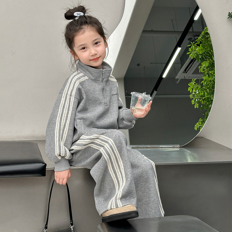 Girls' activewear set - autumn  new collection: stylish and trendy children's clothing, chic kids' spring/autumn sweatshirt and sweatpants two-piece set