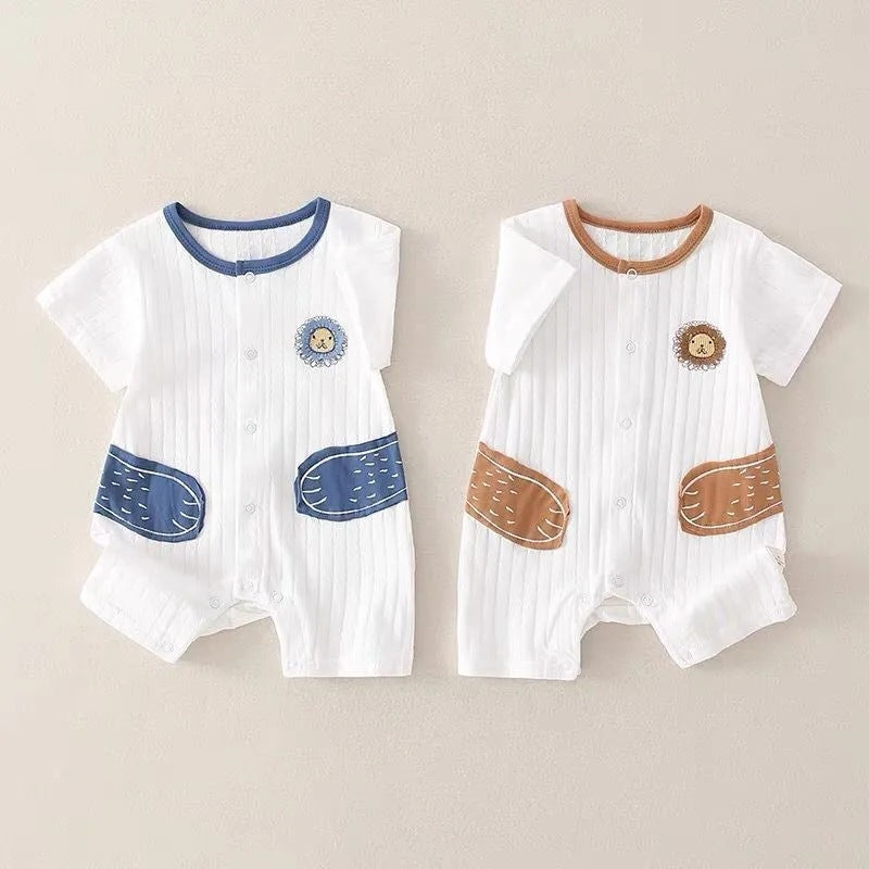 Newborn infant summer lightweight romper: cute, comfortable short-sleeve bodysuit for baby boys and girls - perfect for lounging at home or out and about
