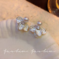 French cream white clover pearl earrings - unique design, high-end earrings & studs - new 2026 accessories