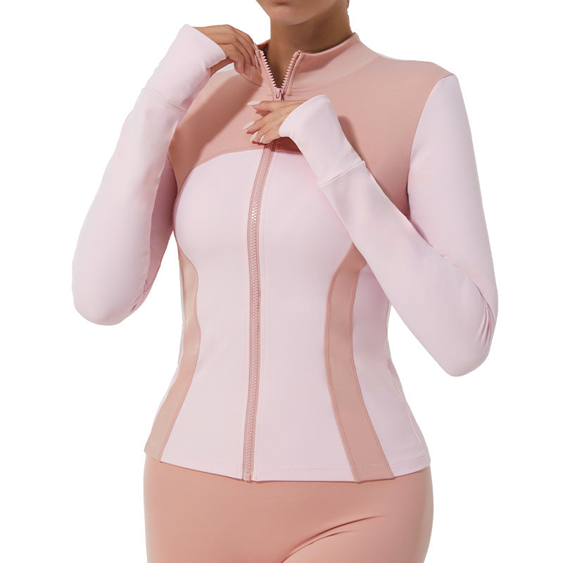 new arrival fitness wear slimming look yoga wear outwear sports outwear women's yoga wear long sleevestops stand collar zipper