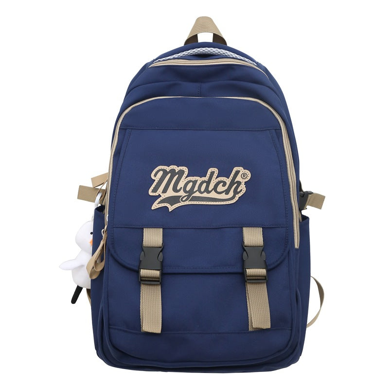 School bag for female college students, Korean version for junior high school students, high school, large-capacity burden reduction backpack for men's middle school students, casual backpack.