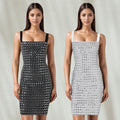 C7198 cross-border   fashion women's sexy dress slim fit rhinestone embellished cami dress