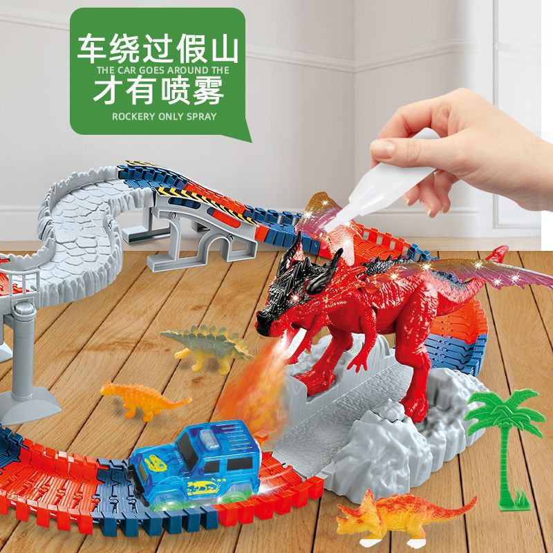 new arrival volcano electric spray dinosaur track assemble variety shape sound and light toy educational boy toy