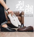 Genuine soft leather men's leather shoes summer leather sandals men's hollow-out clogs soft leather casual leather sandals breathable men's shoes