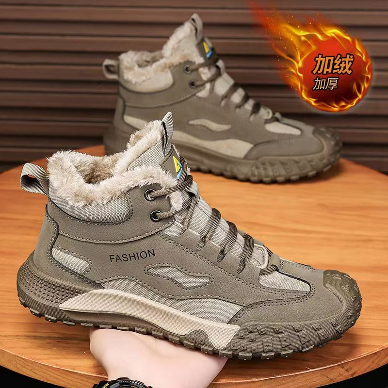 Best sellingmen's martin cotton shoes 2025 fleece-linedthickenedheattech workwear cotton shoes non-slipabrasion resistant outdoor high top cotton shoes