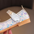 Girls'  spring new collection: sparkling soft-soled princess leather shoes for mid-to-large children - wholesale direct from the manufacturer, featuring hook-and-loop fasteners