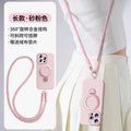 Rotating magnetic lanyard stand compatible with apple iphone 17 pure color liquid silicone case, iphone 15 pro max full coverage