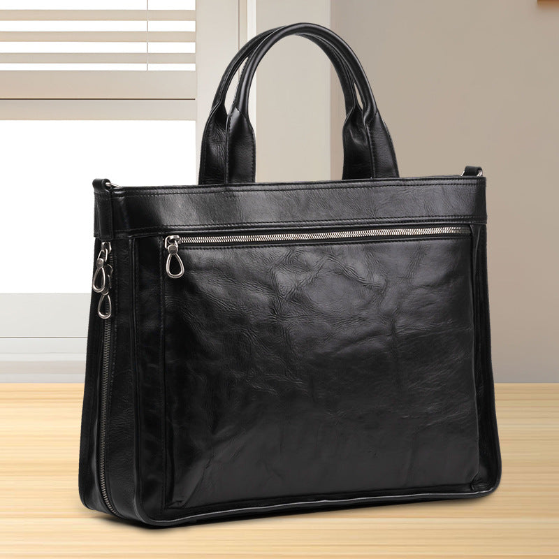 Delivery of genuine leather men's bags, casual messenger men's briefcase, cowhide computer bag, business large-capacity men's handbag