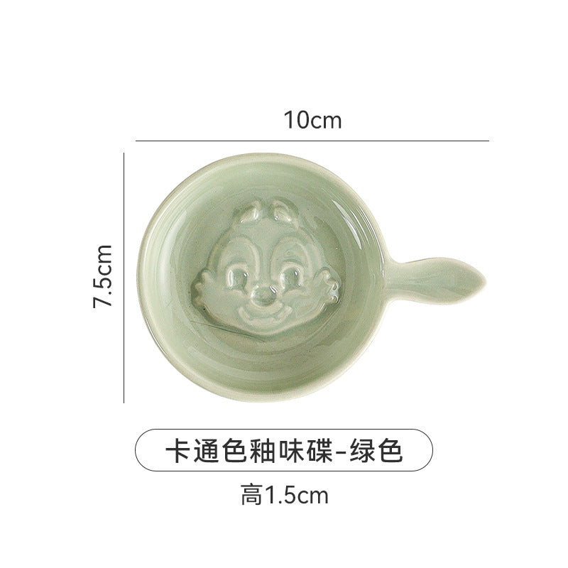 Scandinavianinsstylish ceramic relief snack plate cartoon creative cute ceramic dipping dish flavor plate snack plate