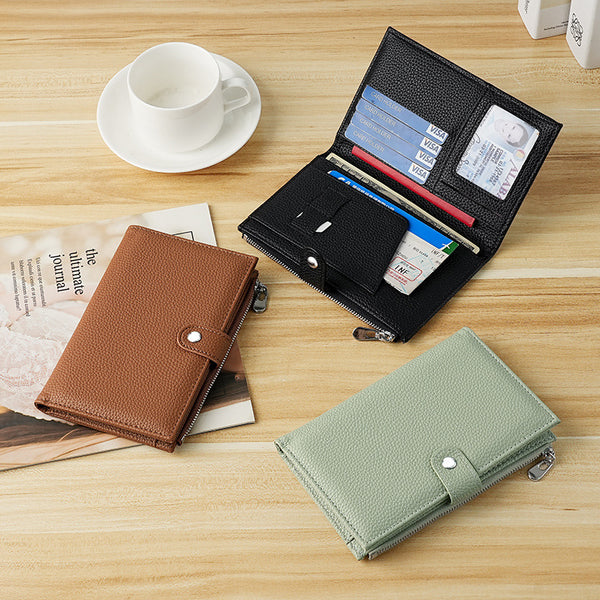 Cross-border new anti-theft brush RFID passport clip, zipper buckle, passport cover, ID clip, multi-functional travel passport bag