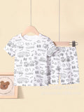 Cartoon european and american cross-border exclusive children's home clothes pajamas suit sketch comfortable breathable diy hand-painted graffiti