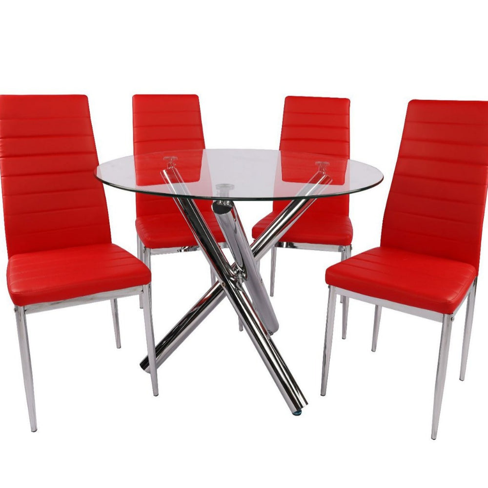 Tempered glass dining table - modern luxury design, perfect for home or business use. includes dining table and chair set