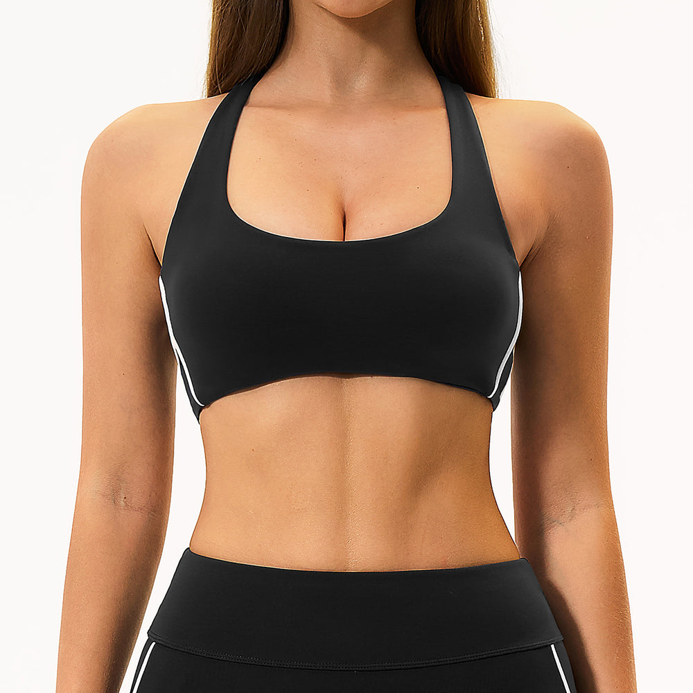 Color block brushed fleece compression tank top with removable pads - breathable, comfortable, quick-dry yoga & workout top 4539