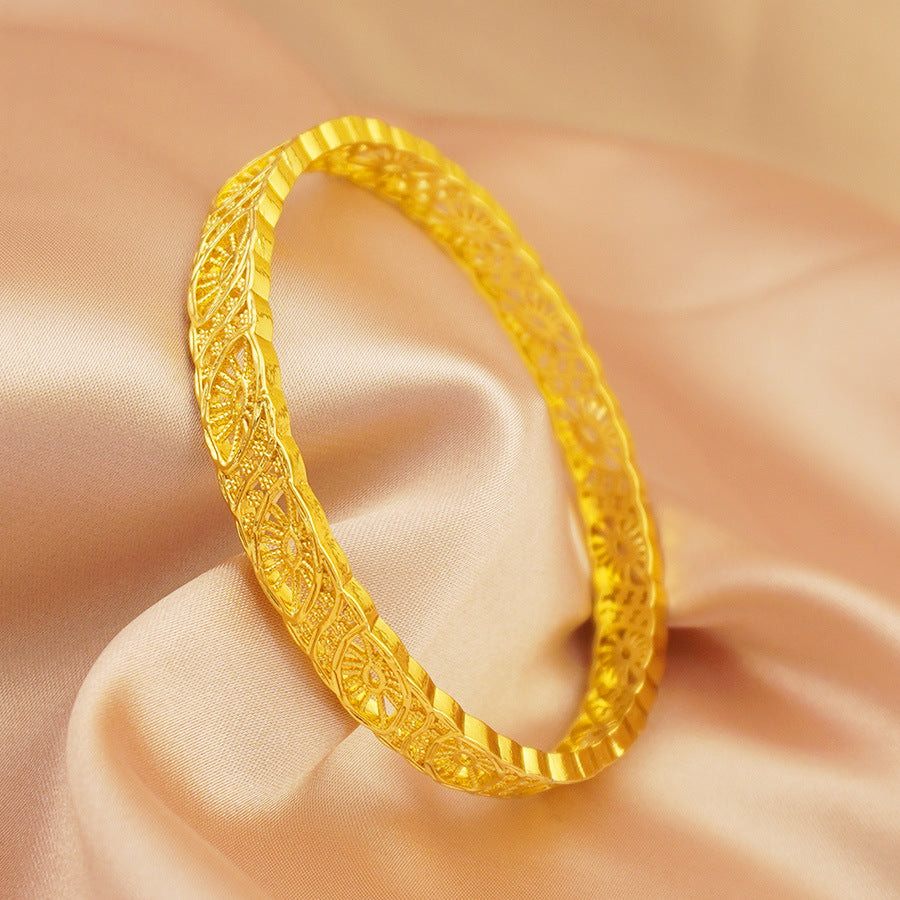 Wholesale 24k gold plated bangle bracelet - middle eastern dubai wedding nigerian women's bridal gold sand bangle jewelry wholesale