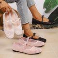 spring/summer new lace mesh square toe mary jane women's plus size flat comfortable versatile single shoes