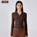 Short stand collar yoga jacket women's slim fit workout outfit outdoor running sports cardigan daw177