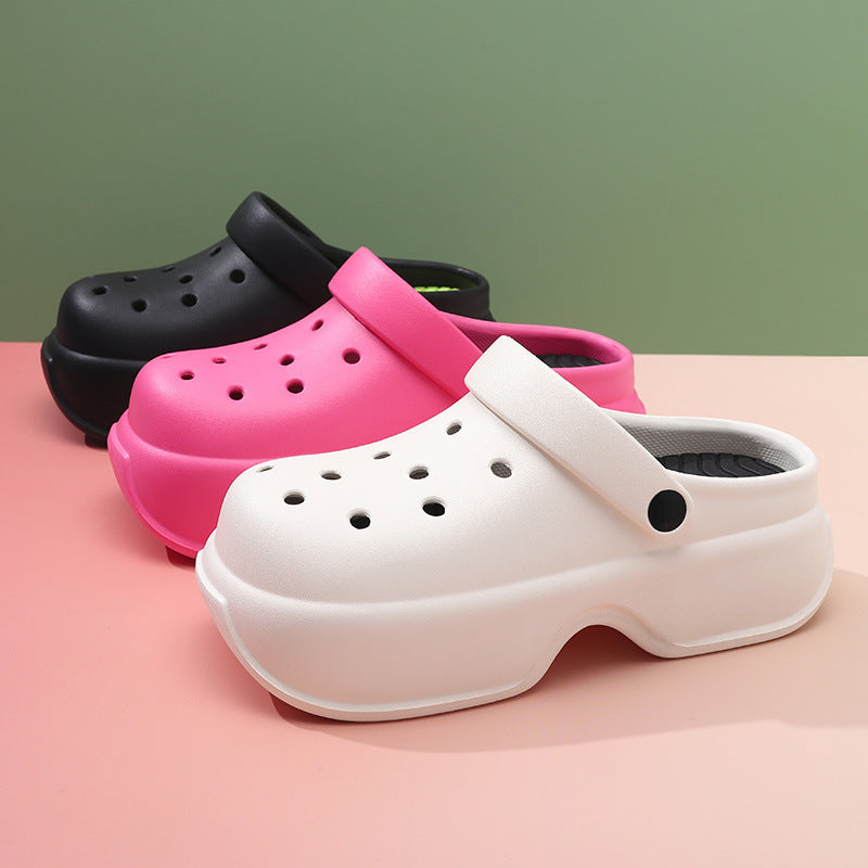 Thick sole crocs women's summer outwear 2026new arrivalnon-slip beach sandals show heightcute baotou slippers women
