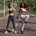 New color block elastic waistband workout leggings - high stretch, slim fit, figure-flattering yoga pants for women - dl347