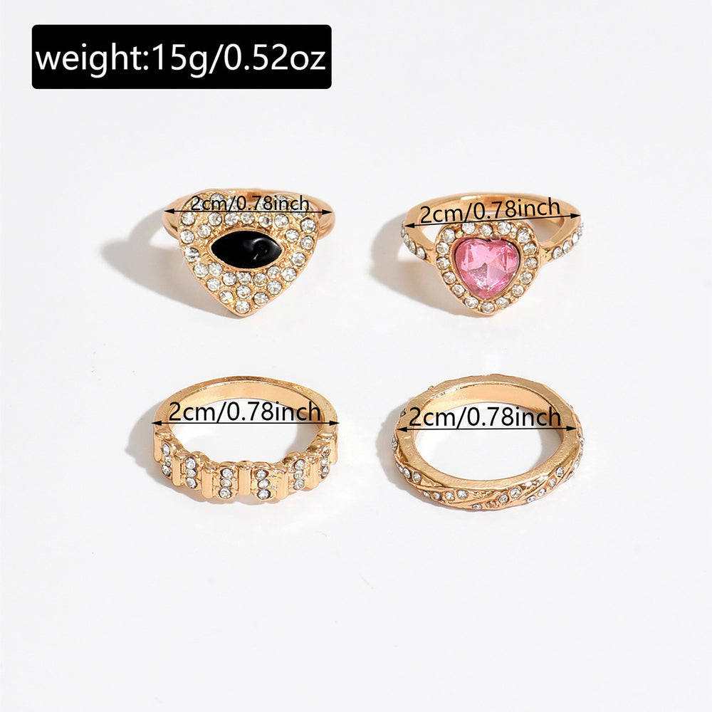 Wholesale devil's eye women's rings - unique design heart-shaped full diamond light luxury geometric spiral finger rings jewelry