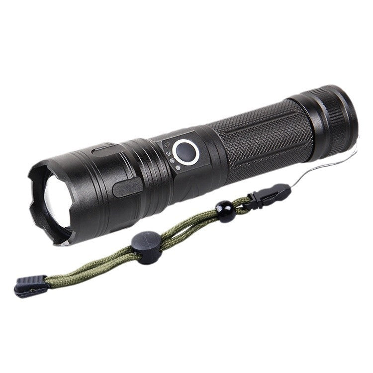 Cross-border P70 flashlight Type-C charging, strong light USB charging output, long-distance telescopic LED outdoor flashlight
