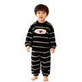 Kids' fall/winter korean style striped cartoon half-fleece pajama set - soft and warm loungewear for boys and girls