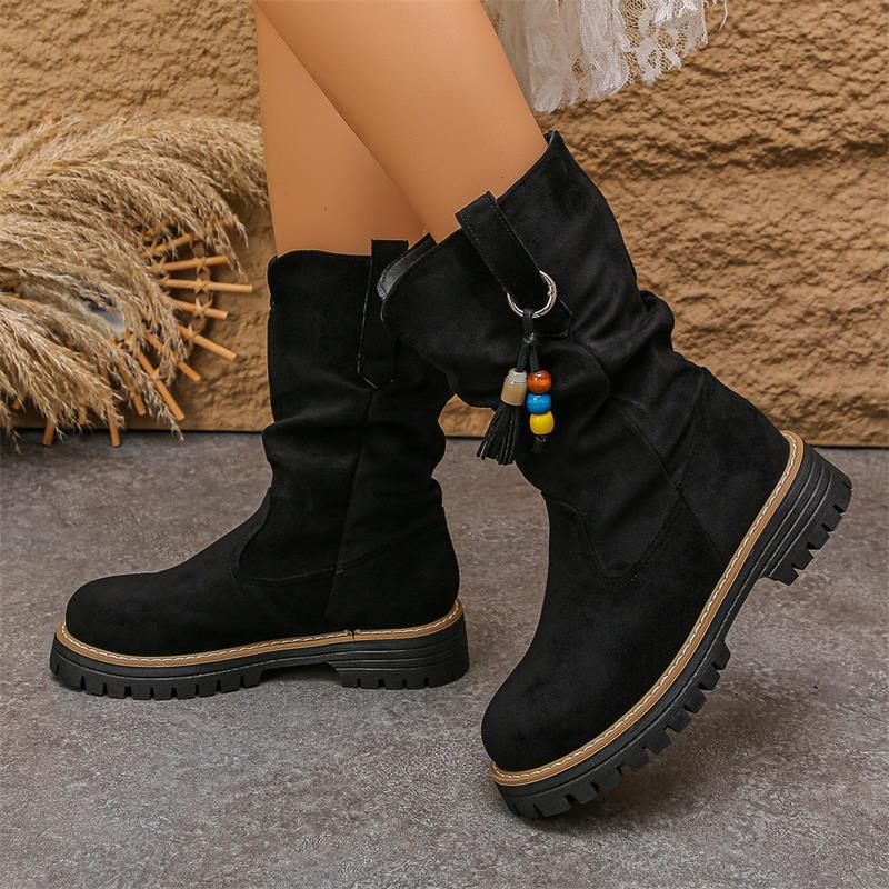plus size women's boots  fall and winter new arrival pleated boots british style boken short boots women's slimming lookknee socks boots
